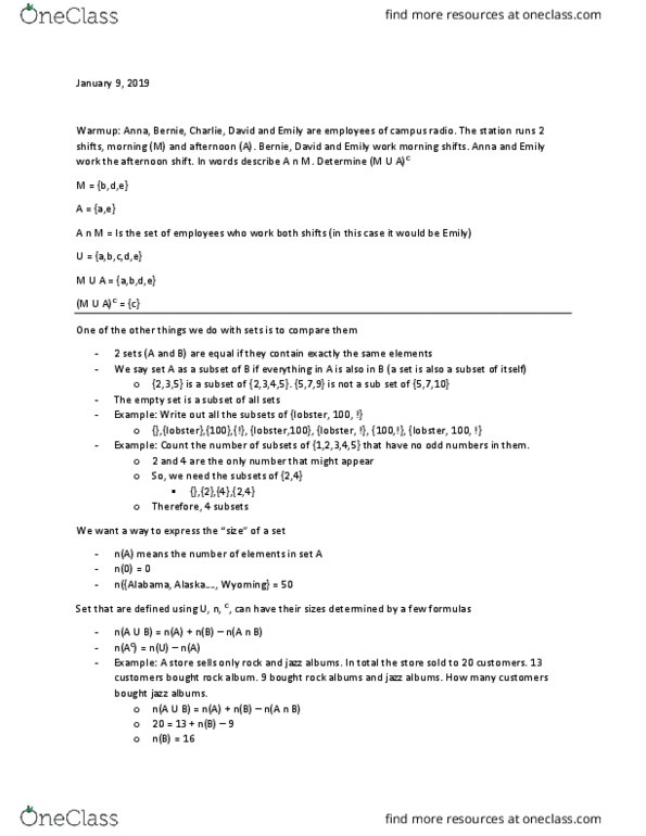 BIOLOGY 1A03 Lecture Notes - Lecture 2: Campus Radio, Empty Set thumbnail