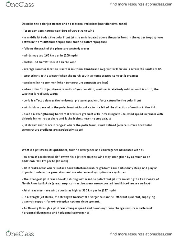 MET 2010 Lecture Notes - Lecture 6: Extratropical Cyclone, Pressure-Gradient Force, Jet Stream thumbnail