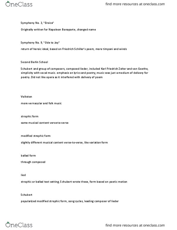 MUH 2010 Lecture Notes - Lecture 20: Carl Friedrich Zelter, Strophic Form, Lied thumbnail