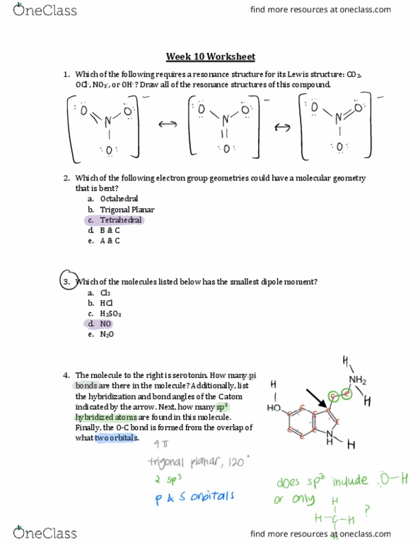 CHE 2A Lecture Notes - Lecture 10: Orbital Hybridisation, Lewis Structure, Methanol thumbnail
