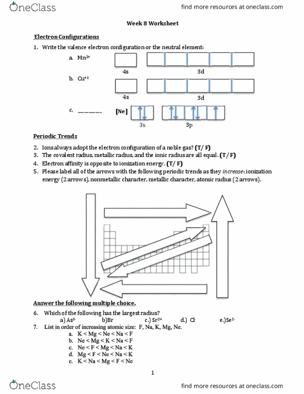 CHE 2A Lecture Notes - Lecture 8: Ionic Radius, Metallic Bonding, Covalent Radius thumbnail