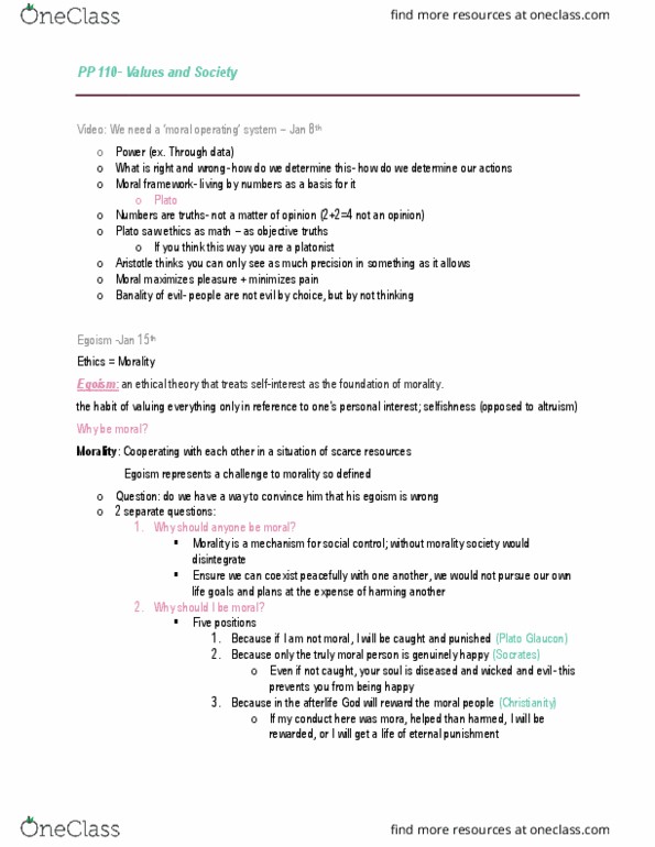 PP110 Lecture Notes - Lecture 1: Egotism, Glaucon, Morality thumbnail