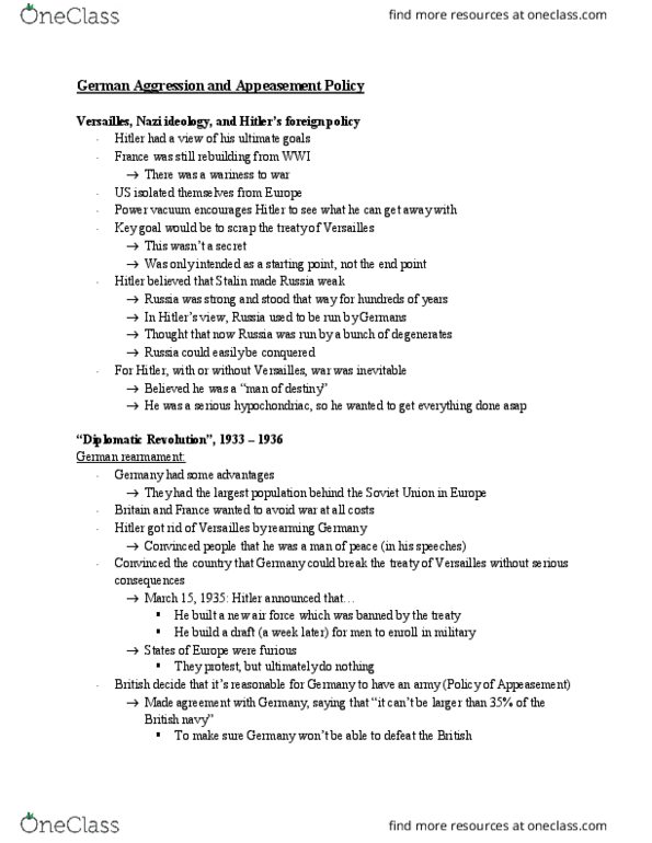 HST 802 Lecture Notes - Lecture 3: Diplomatic Revolution, Appeasement, Power Vacuum thumbnail