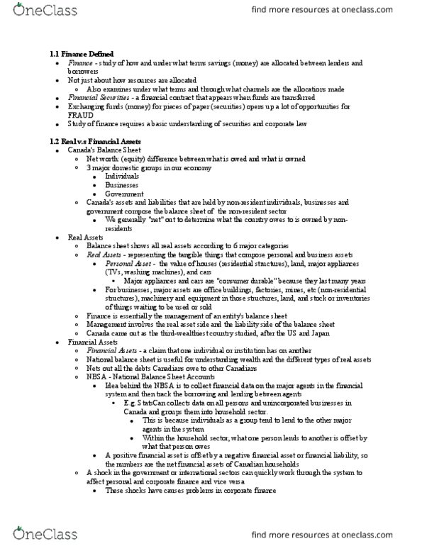 Management and Organizational Studies 1023A/B Chapter Notes - Chapter 1: Corporate Finance, Balance Sheet, Durable Good thumbnail