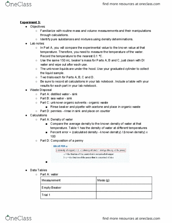 CHEM 111L Lecture Notes - Lecture 3: Graduated Cylinder, Pipette thumbnail