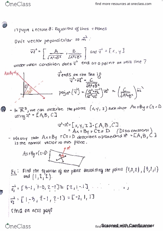 MATH 2D Lecture 8: Equations of Lines and Planes ctnd. cover image
