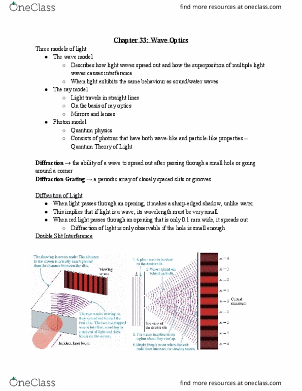 PCS 130 Lecture Notes - Lecture 5: Diffraction Grating, Diffraction, Wavefront thumbnail