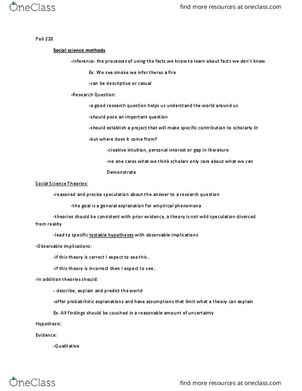 POLI 220 Lecture Notes - Lecture 1: Research Question, Personalism, Totalitarianism thumbnail