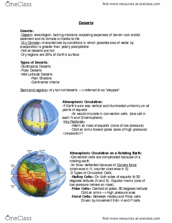 Earth Sciences 1022A/B Lecture Notes - Lecture 4: Atmospheric Circulation, Coriolis Force, Rain Shadow thumbnail