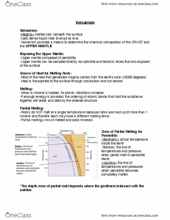 Earth Sciences 1023A/B Lecture Notes - Lecture 19: Partial Melting, Peridotite, Liquidus thumbnail