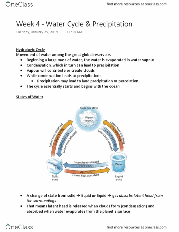 GEOG 1010 Lecture Notes - Lecture 4: Evaporation, Advection, Maximum Capacity thumbnail