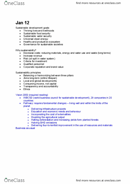 CIVE 324 Lecture Notes - Lecture 2: Sustainable Development Goals, Water Security, Food Security thumbnail