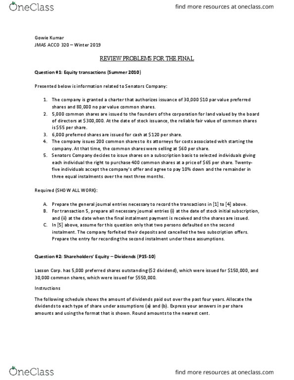 MAT 554 Lecture Notes - Lecture 3: Dividend, Financial Statement, Retained Earnings thumbnail