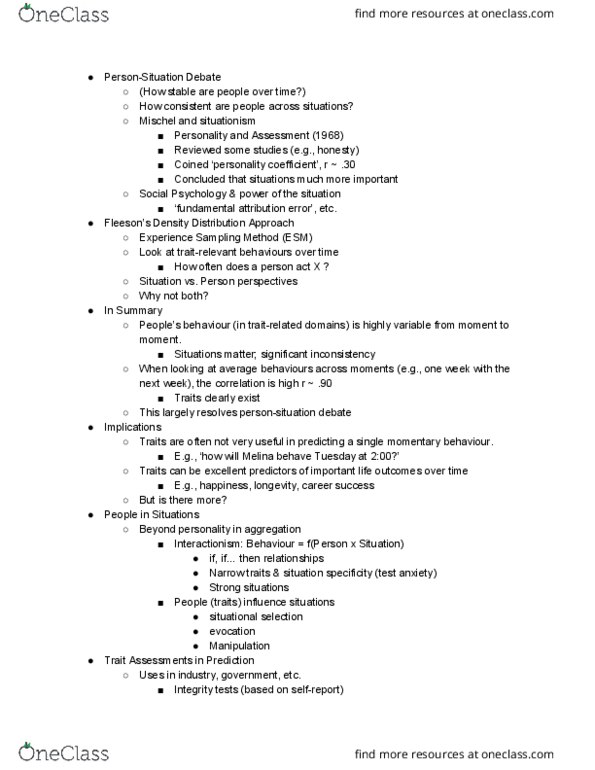 PSYC 2600 Lecture Notes - Lecture 5: Fundamental Attribution Error, Test Anxiety, Work Ethic thumbnail