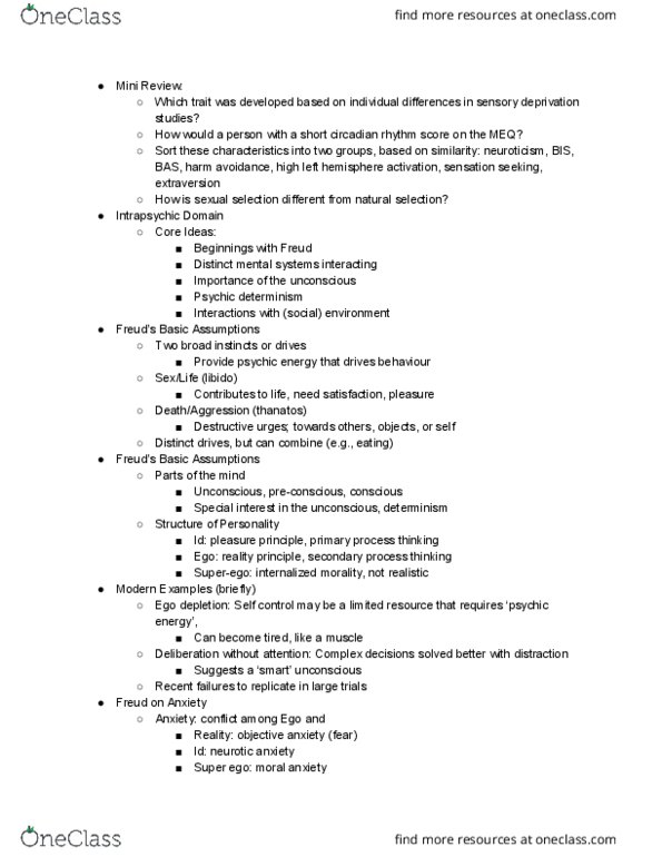 PSYC 2600 Lecture Notes - Lecture 10: Ego Depletion, Circadian Rhythm, Harm Avoidance thumbnail