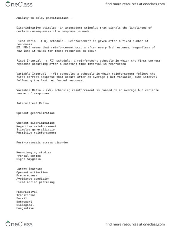 Psychology 1000 Lecture Notes - Lecture 7: Posttraumatic Stress Disorder, France 3, Frontal Lobe thumbnail