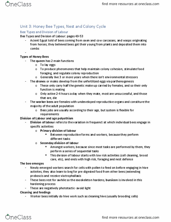 ENVS 2210 Lecture Notes - Lecture 3: Trophallaxis, Phototaxis, Parthenogenesis thumbnail