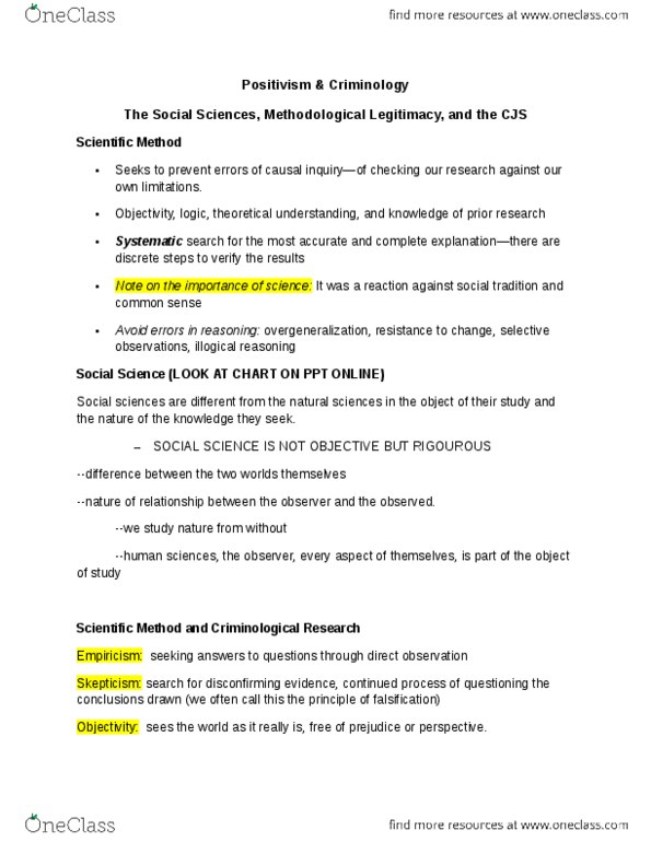 CRIM 2653 Lecture Notes - Scientific Method, Organizational Commitment, Paul Feyerabend thumbnail