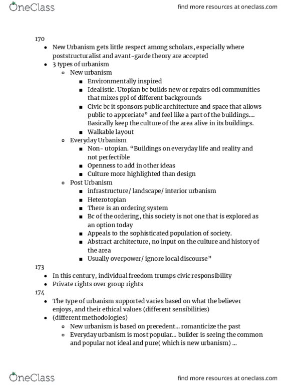 ARCH 357 Chapter Notes - Chapter of: Post-Structuralism, New Urbanism thumbnail