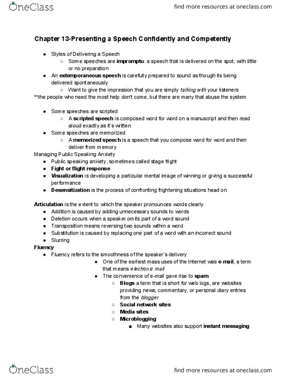 COM 100 Chapter Notes - Chapter 13: Email, Microblogging, Social Network thumbnail