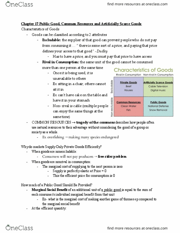 ECON 101 Lecture Notes - Lecture 10: Marginal Utility, Marginal Cost, Overfishing thumbnail