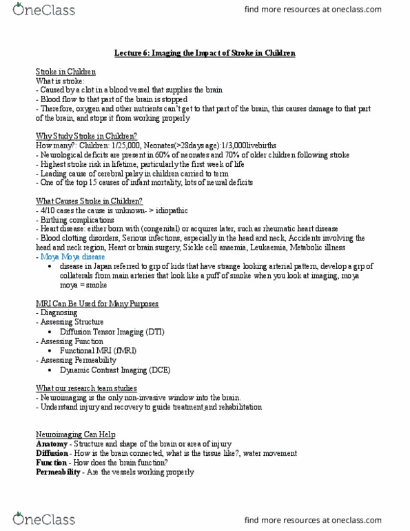 JHA410H1 Lecture Notes - Lecture 6: Diffusion Mri, Sickle-Cell Disease, Cerebral Palsy thumbnail