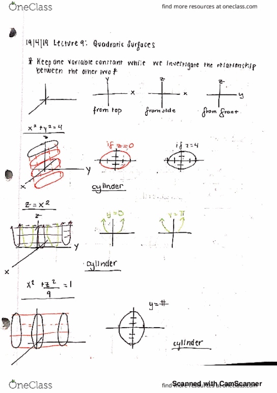 MATH 2D Lecture 9: Quadratic Surfaces cover image