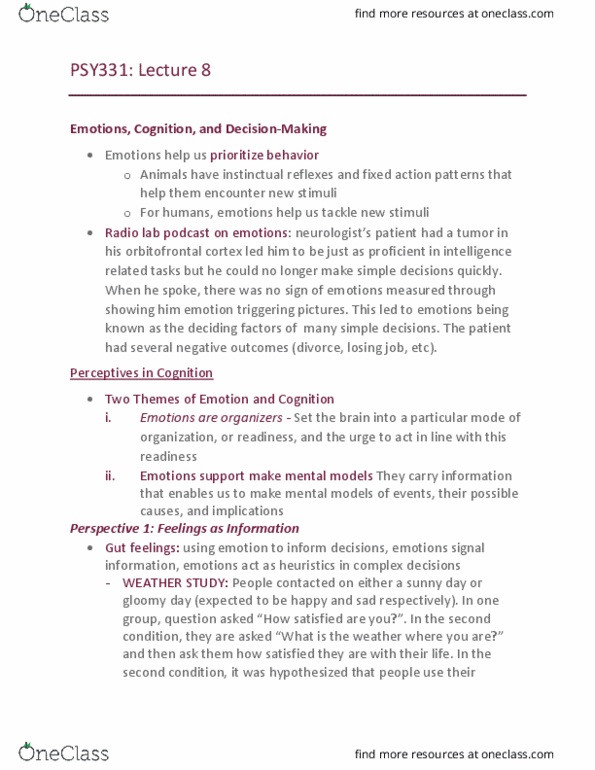 PSY331H5 Lecture Notes - Lecture 9: Orbitofrontal Cortex, Radiolab, Institute For Operations Research And The Management Sciences thumbnail