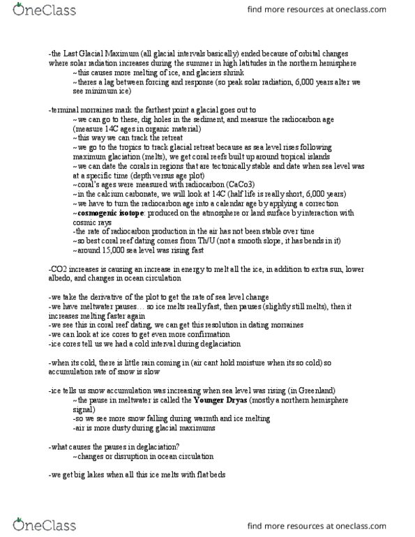 CAS ES 351 Lecture Notes - Lecture 24: Last Glacial Maximum, Ocean Current, Laurentide Ice Sheet thumbnail