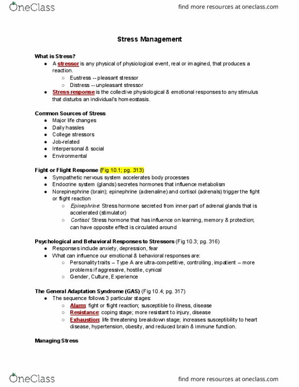 PHYS ED 32 Lecture Notes - Lecture 8: Sympathetic Nervous System, Cortisol, Endocrine System thumbnail