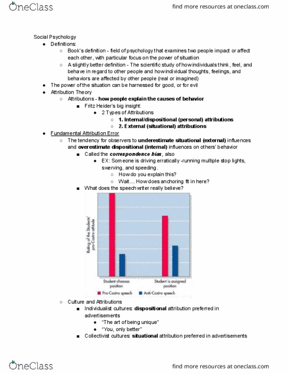 PSY 101 Lecture Notes - Lecture 24: Fundamental Attribution Error, Dispositional Attribution thumbnail