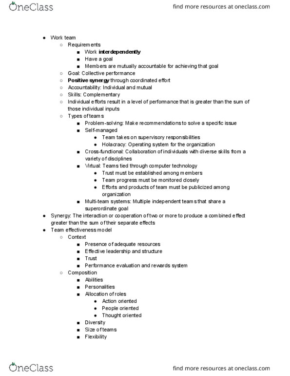 MAN 336 Lecture Notes - Lecture 8: Team Effectiveness, Operating System, Channel Types thumbnail