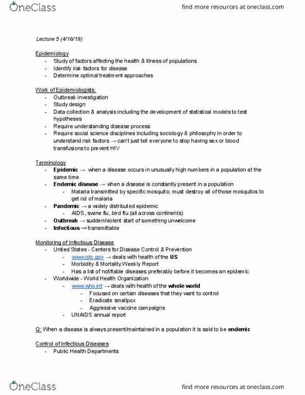 MCDB 21 Lecture Notes - Lecture 5: World Health Organization, Malaria, Aureus thumbnail