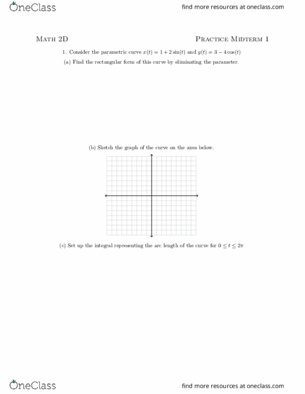 MATH 2D Lecture Notes - Lecture 10: Parametric Equation, Unit Vector cover image