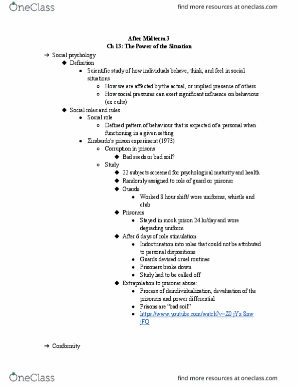 PSYC 1010 Chapter Notes - Chapter 13,15,16: Prisoner Abuse, Individualism, Conduct Disorder thumbnail