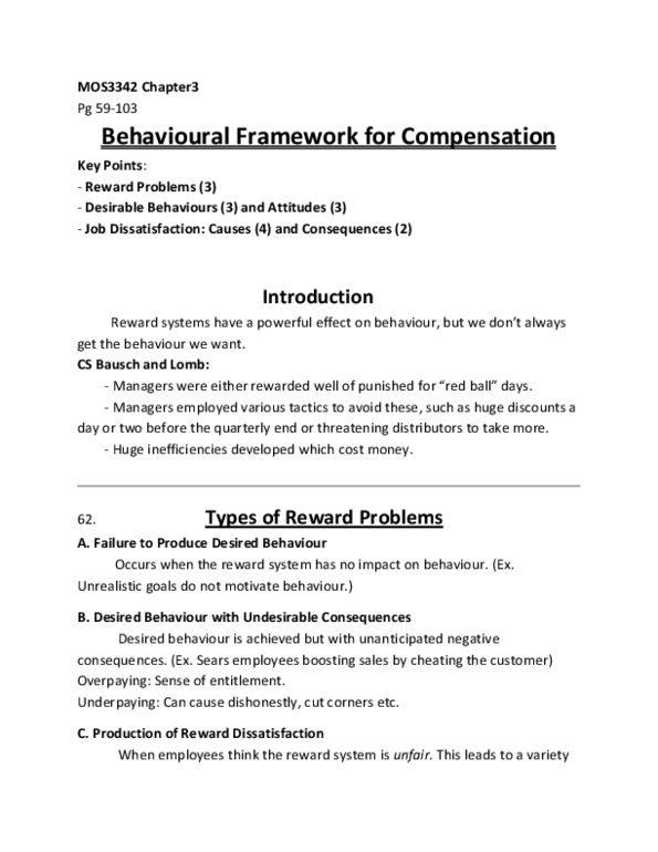 Management and Organizational Studies 3342A/B Chapter 3: Behavioural Framework for Compensation thumbnail