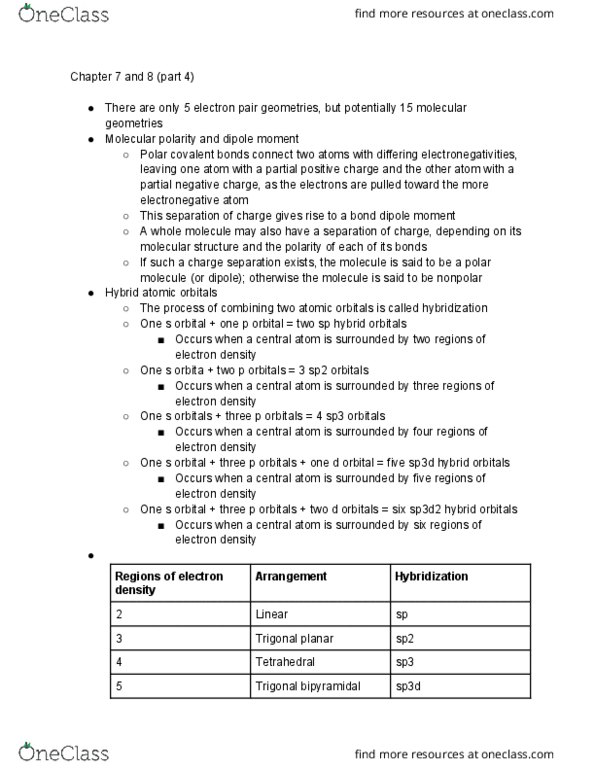 CHEM 1127Q Lecture Notes - Lecture 20: Bond Dipole Moment, Trigonal Planar Molecular Geometry, Chemical Polarity thumbnail