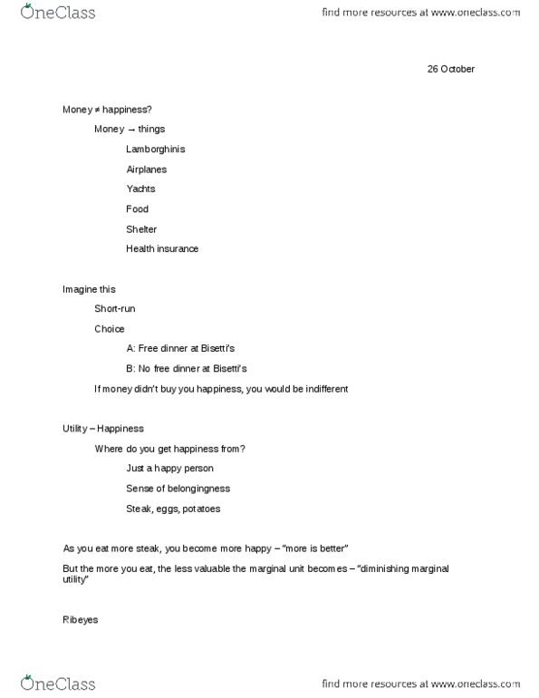 AREC 202 Lecture Notes - Marginal Utility, Opportunity Cost thumbnail