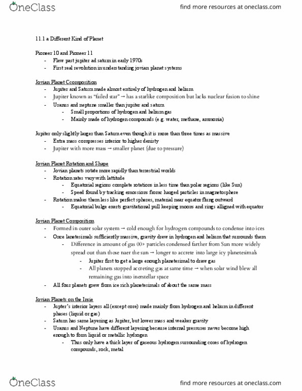 AST101H1 Chapter Notes - Chapter 11: Equatorial Bulge, Metallic Hydrogen, Pioneer 11 thumbnail