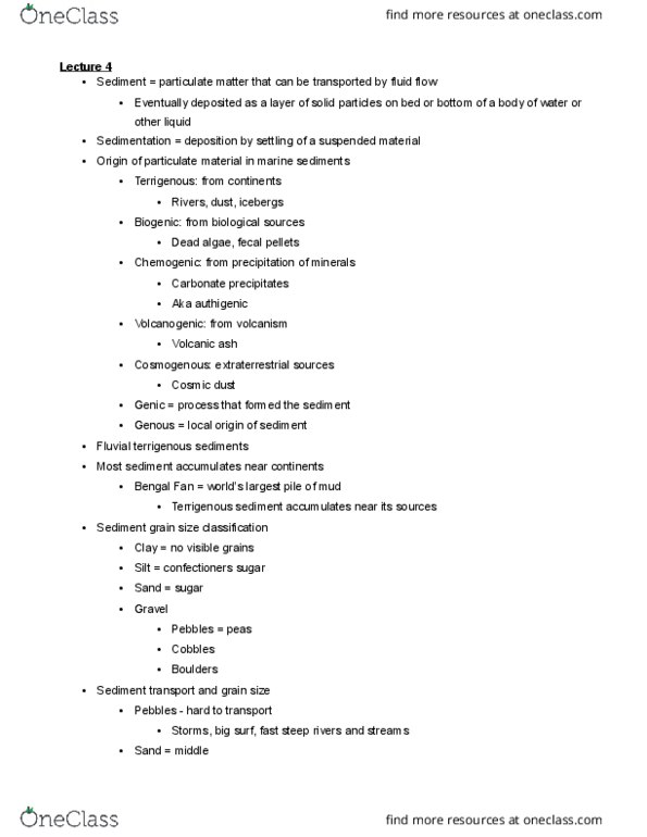 EPS SCI 15 Lecture Notes - Lecture 4: Powdered Sugar, Cosmic Dust, Authigenesis thumbnail