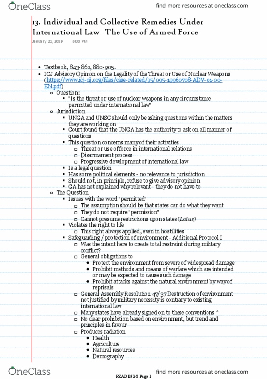 POL340Y1 Chapter Notes - Chapter 13: Protocol I, Advisory Opinion, Martens Clause thumbnail