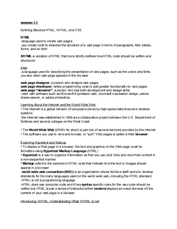COMPSCI 1BA3 Chapter Notes -Document Type Declaration, Document Type Definition, Html thumbnail
