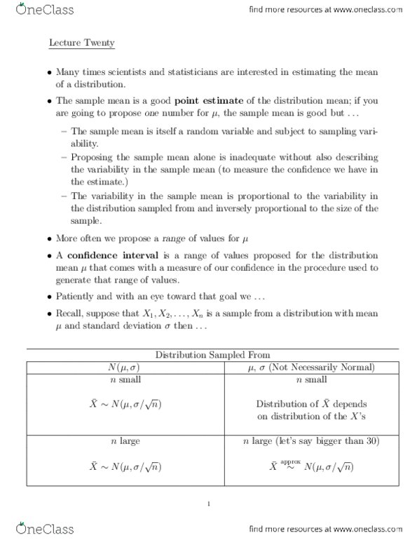 STAB22H3 Lecture Notes - Lecture 20: Standard Deviation, Random Variable, Point Estimation thumbnail