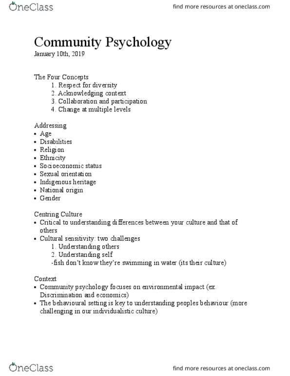 PS282 Lecture Notes - Lecture 3: Community Psychology, Socioeconomic Status, Sexual Orientation thumbnail