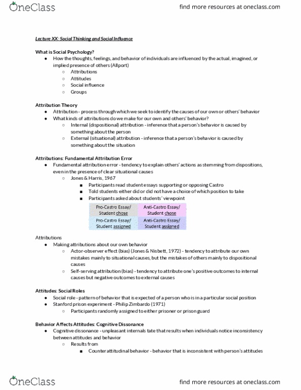 01:830:101 Lecture Notes - Lecture 20: Fundamental Attribution Error, Stanford Prison Experiment, Philip Zimbardo thumbnail