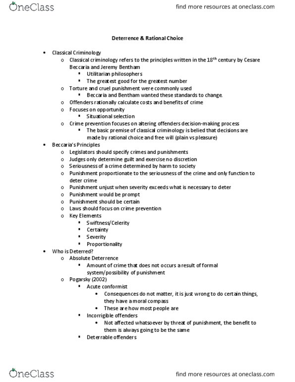 CCJ 4014 Lecture Notes - Lecture 10: Jeremy Bentham, Crime Prevention, Expected Utility Hypothesis thumbnail