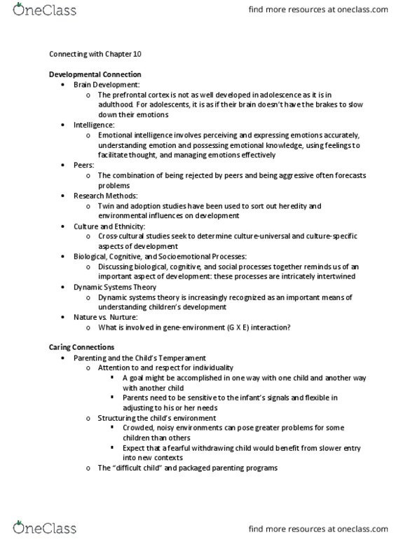 PSYC 20651 Chapter Notes - Chapter 10: Prefrontal Cortex, Heredity, Parental Leave thumbnail