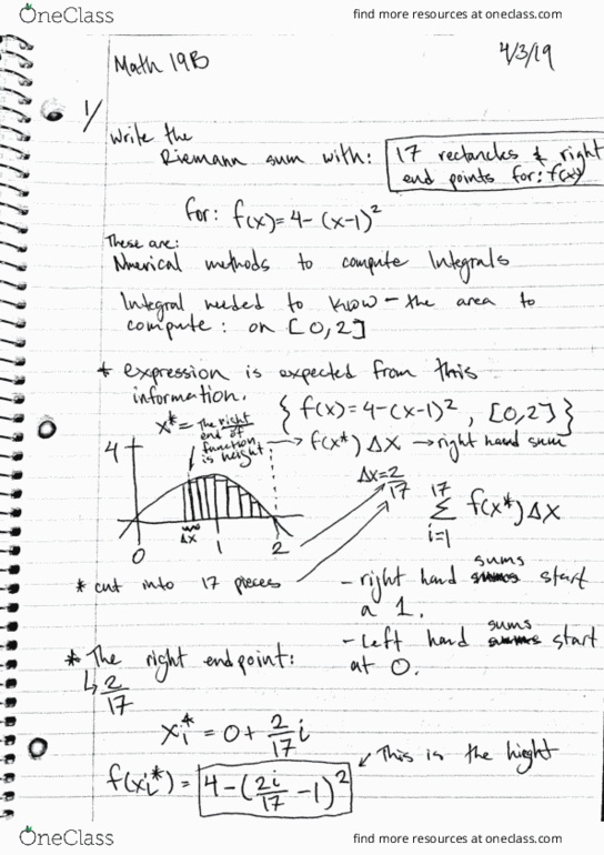 MATH 19B Lecture Notes - Lecture 1: Riemann Sum cover image