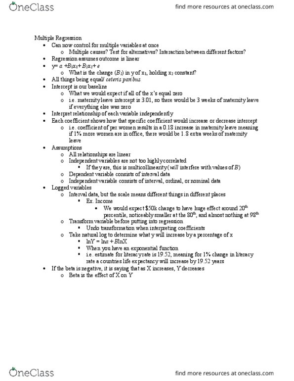 POLS 2400 Lecture Notes - Lecture 17: Ceteris Paribus, Multicollinearity, Level Of Measurement thumbnail