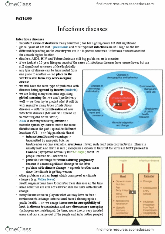 PATH 300 Lecture Notes - Lecture 15: Infection, Malaria, Tuberculosis thumbnail